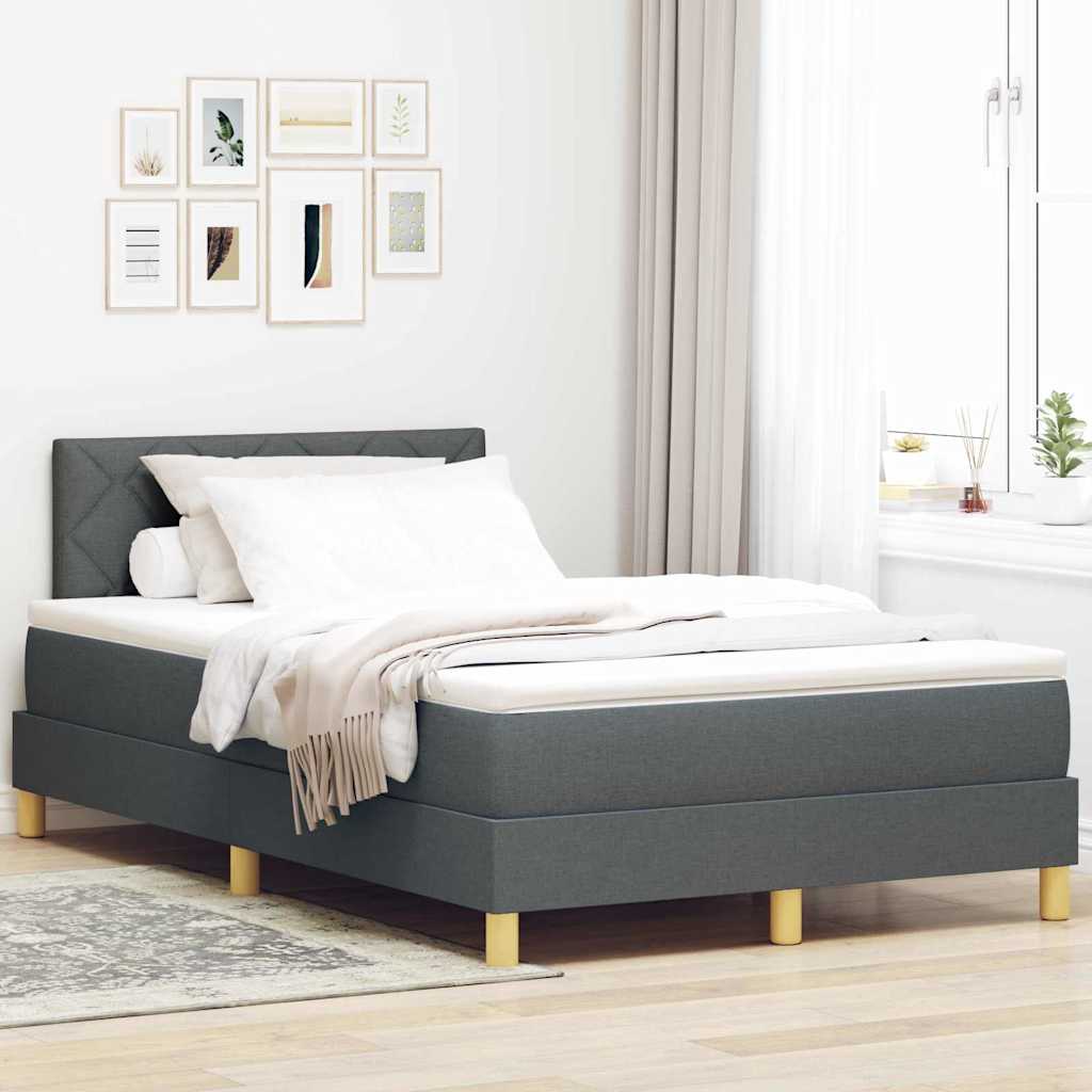 Postel S Boxspringem S Polštářem Tmavě Šedá 120 X 200 Cm Textil