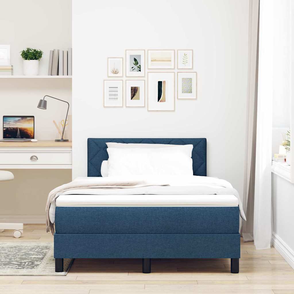 Postel S Boxspringem S Polštářem Modrá 120 X 200 Cm Textil