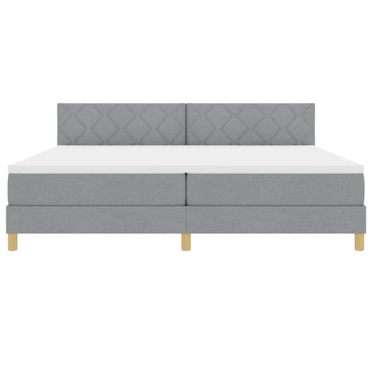 Postel S Boxspringem S Čelo Světle Šedá 200 X 200 Cm Textil