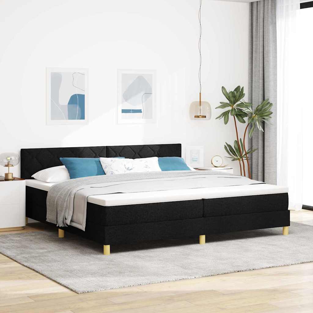 Postel S Boxspringem S Polštářem Černá 200 X 200 Cm Textil