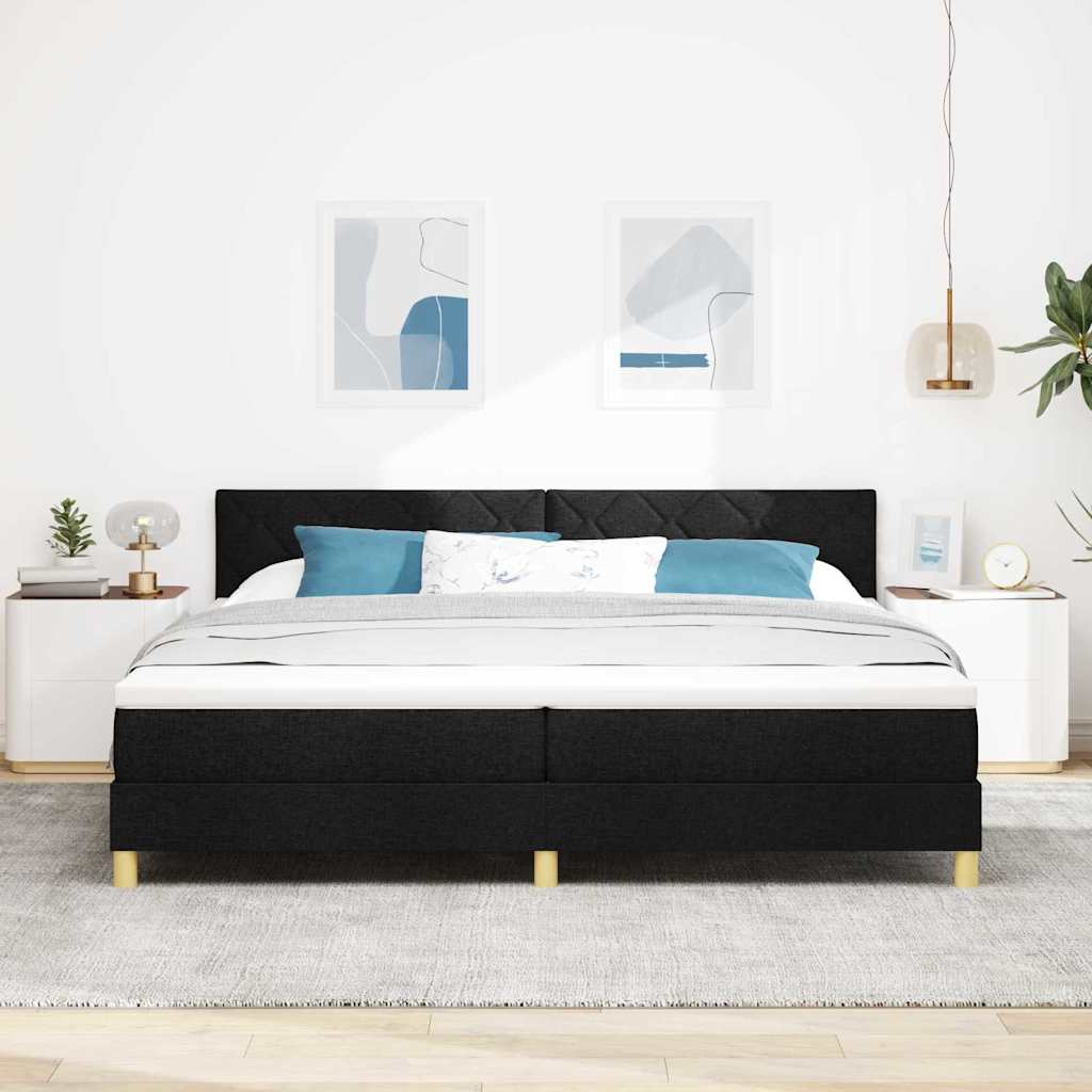 Postel S Boxspringem S Polštářem Černá 200 X 200 Cm Textil