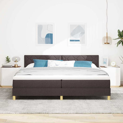 Postel S Boxspringem S Čelo Tmavě Hnědá 200 X 200 Cm Textil