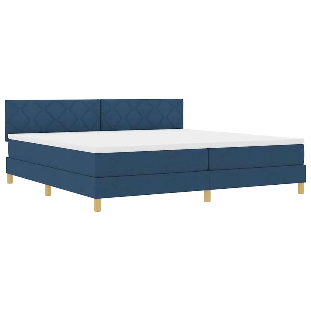 Postel S Boxspringem S Polštářem Modrá 200 X 200 Cm Textil