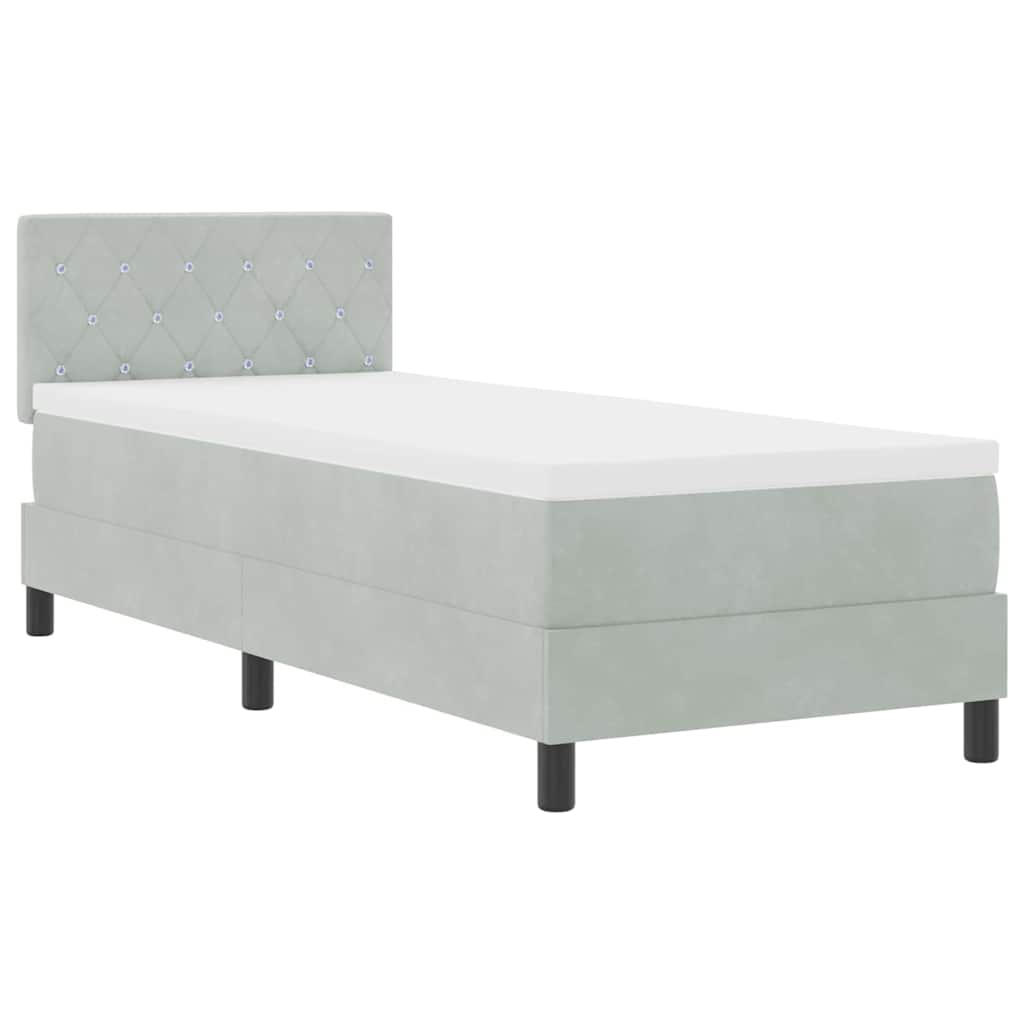 Postel S Boxspringem S Matrací Světle Šedá 80 X 200 Cm Samet