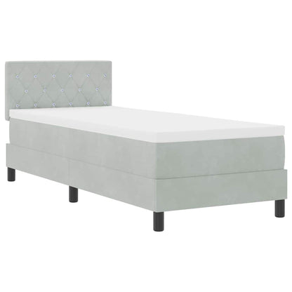 Postel S Boxspringem S Matrací Světle Šedá 80 X 200 Cm Samet