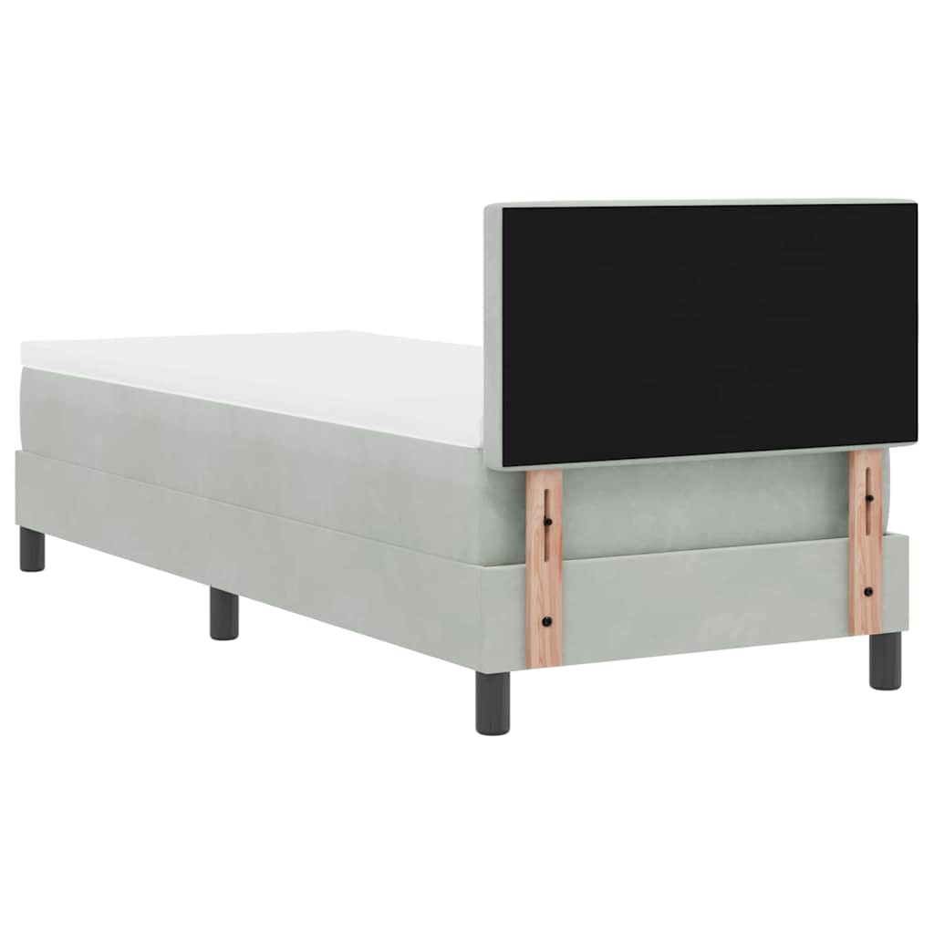 Postel S Boxspringem S Matrací Světle Šedá 80 X 200 Cm Samet