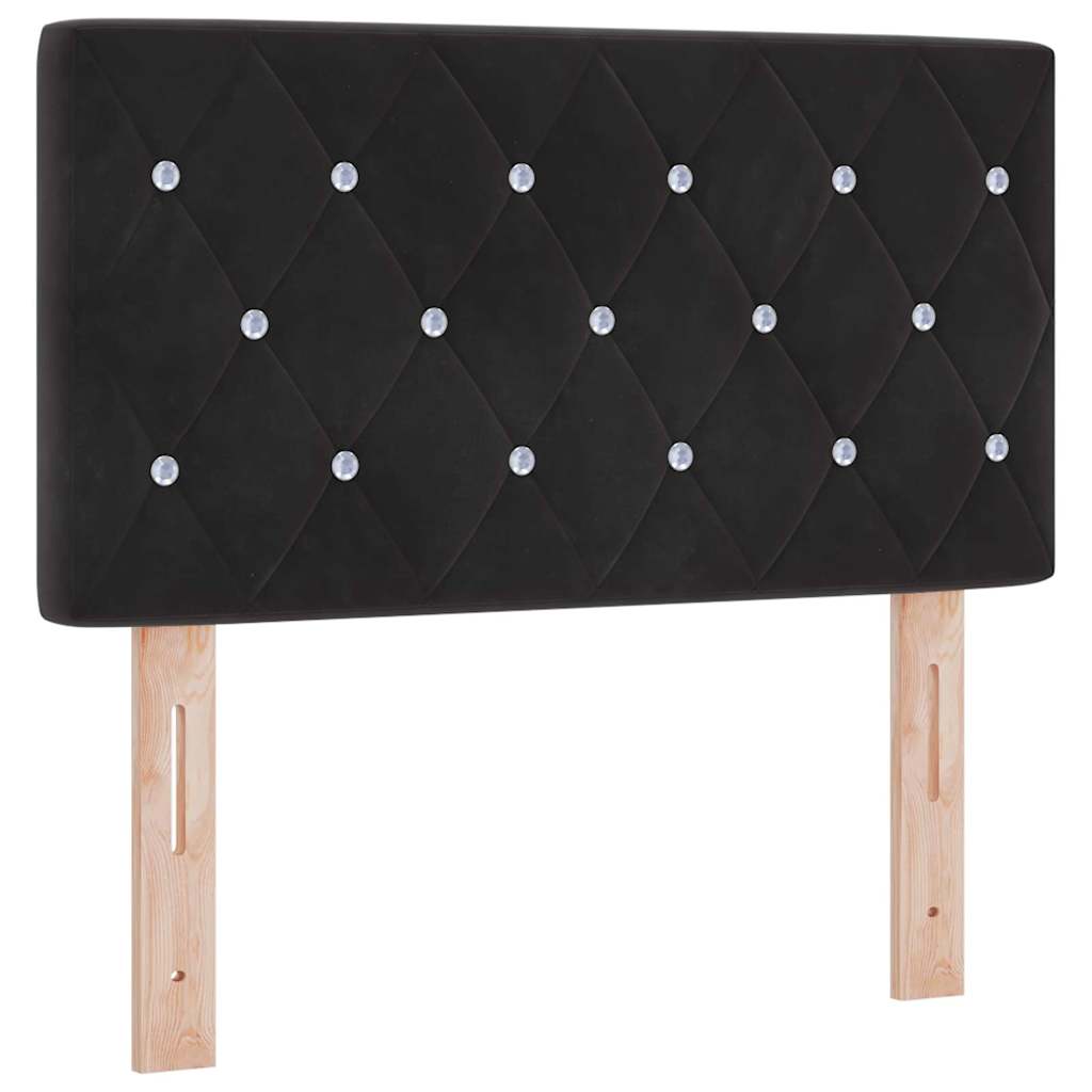 Postel S Boxspringem S Matrací S Čelo Černá 80 X 200 Cm Samet
