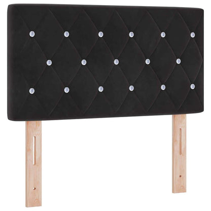 Postel S Boxspringem S Matrací S Čelo Černá 80 X 200 Cm Samet