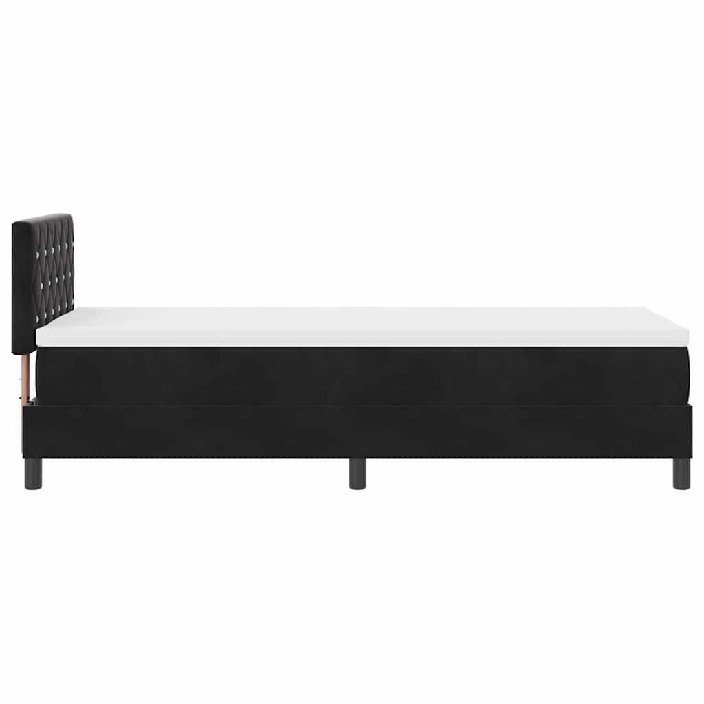 Postel S Boxspringem S Matrací S Čelo Černá 80 X 200 Cm Samet