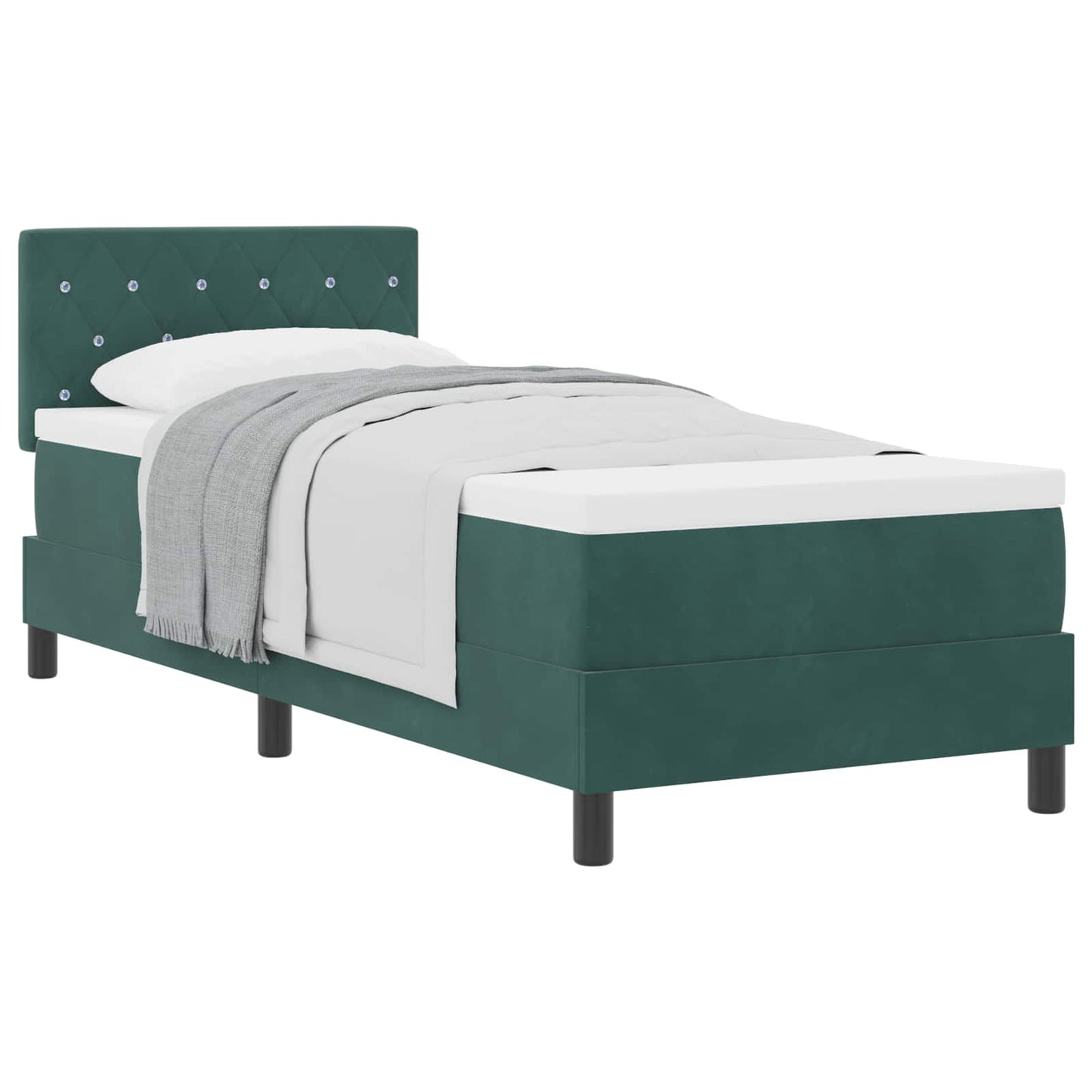 Postel S Boxspringem S Matrací Tmavě Zelená 80 X 200 Cm Samet