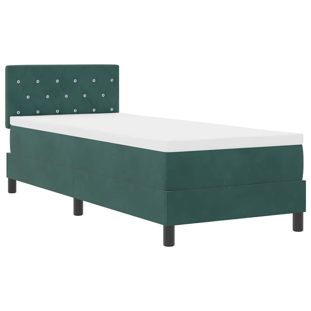 Postel S Boxspringem S Matrací Tmavě Zelená 80 X 200 Cm Samet