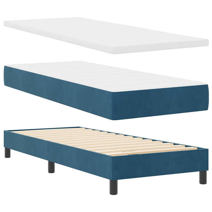 Postel S Boxspringem S Matrací Tmavě Modrá 80 X 200 Cm Samet