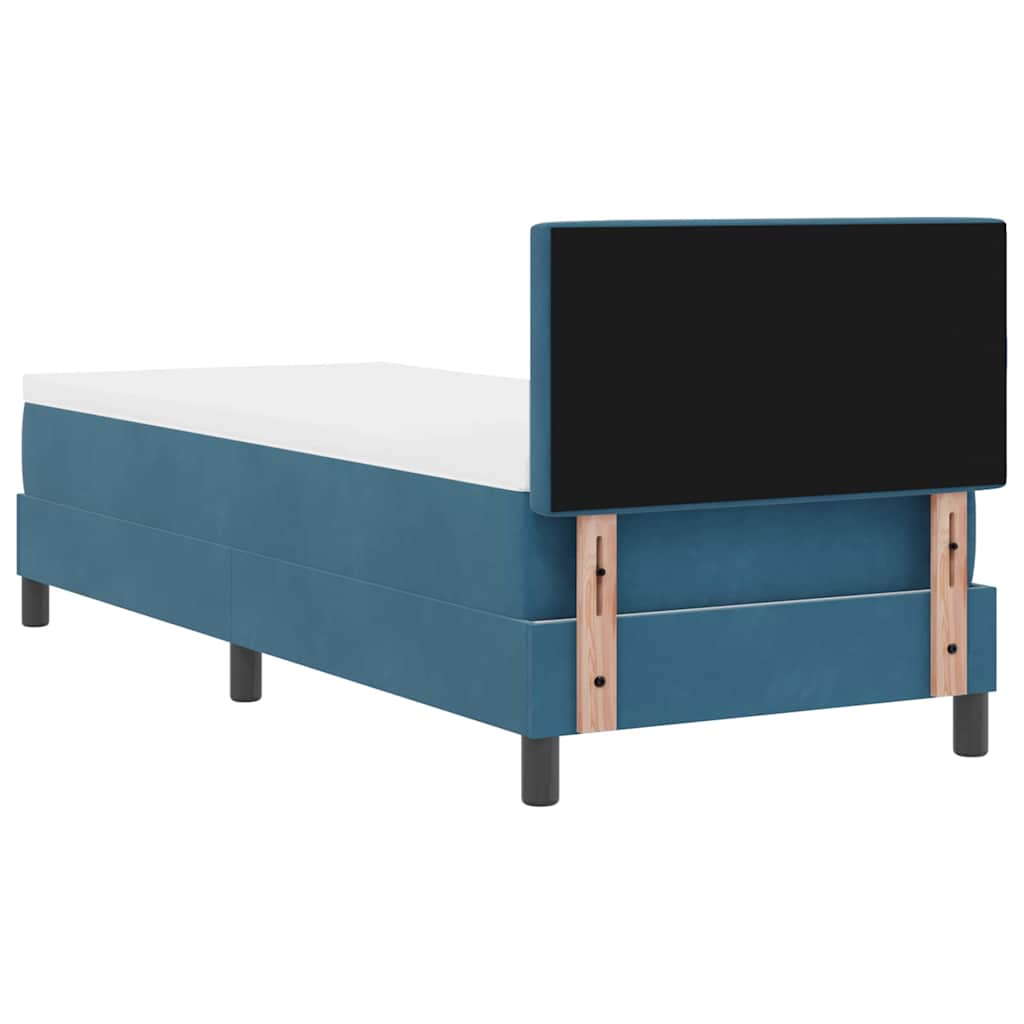 Postel S Boxspringem S Matrací Tmavě Modrá 80 X 200 Cm Samet