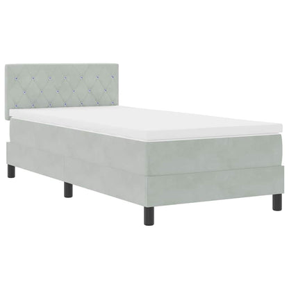 Postel S Boxspringem S Matrací Světle Šedá 90 X 190 Cm Samet