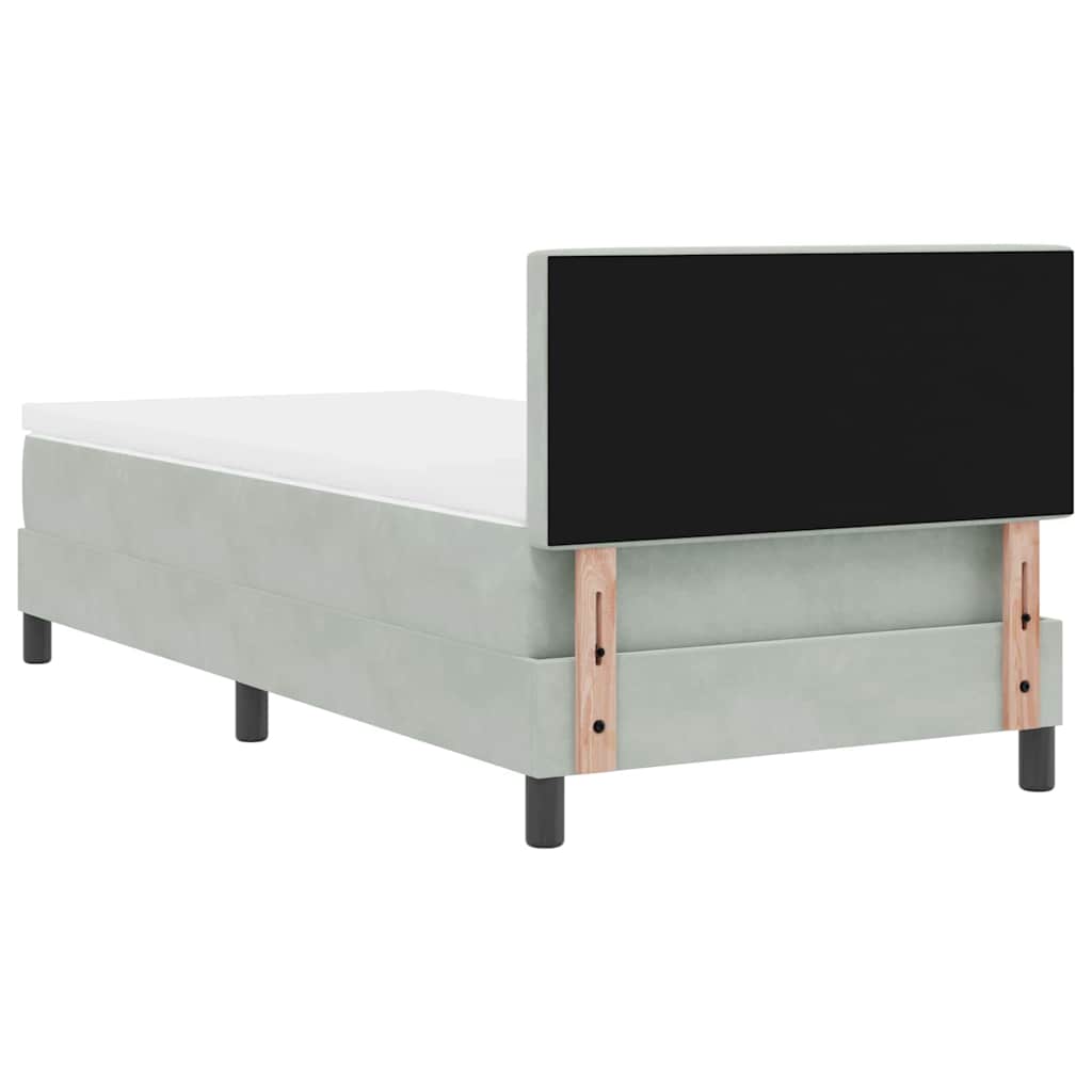 Postel S Boxspringem S Matrací Světle Šedá 90 X 190 Cm Samet
