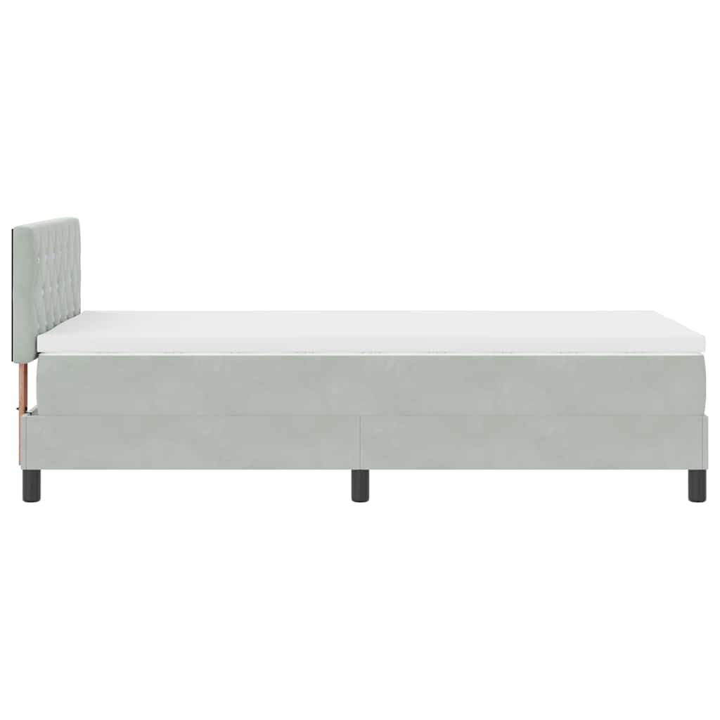 Postel S Boxspringem S Matrací Světle Šedá 90 X 190 Cm Samet