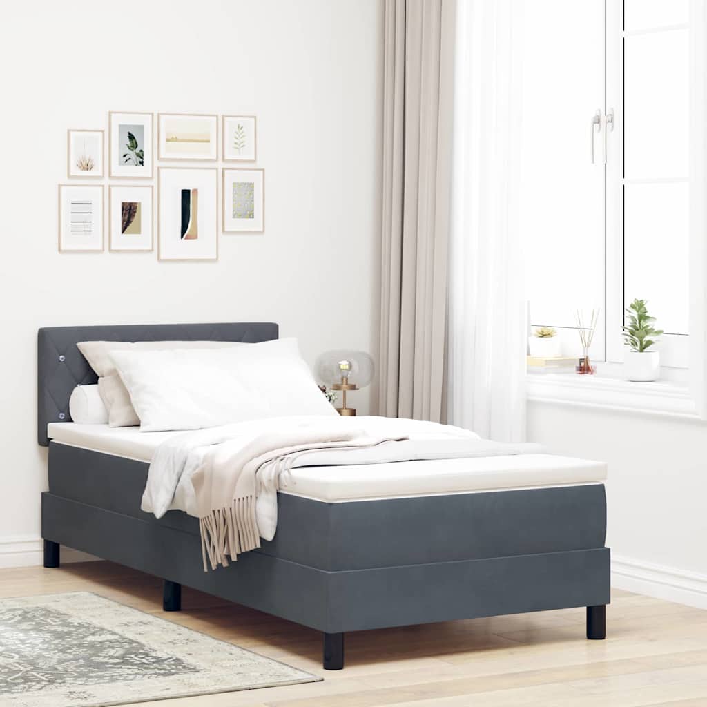 Postel S Boxspringem S Matrací Tmavě Šedá 90 X 190 Cm Samet