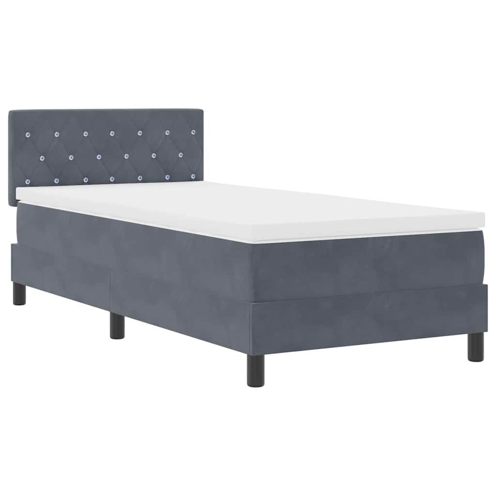 Postel S Boxspringem S Matrací Tmavě Šedá 90 X 190 Cm Samet