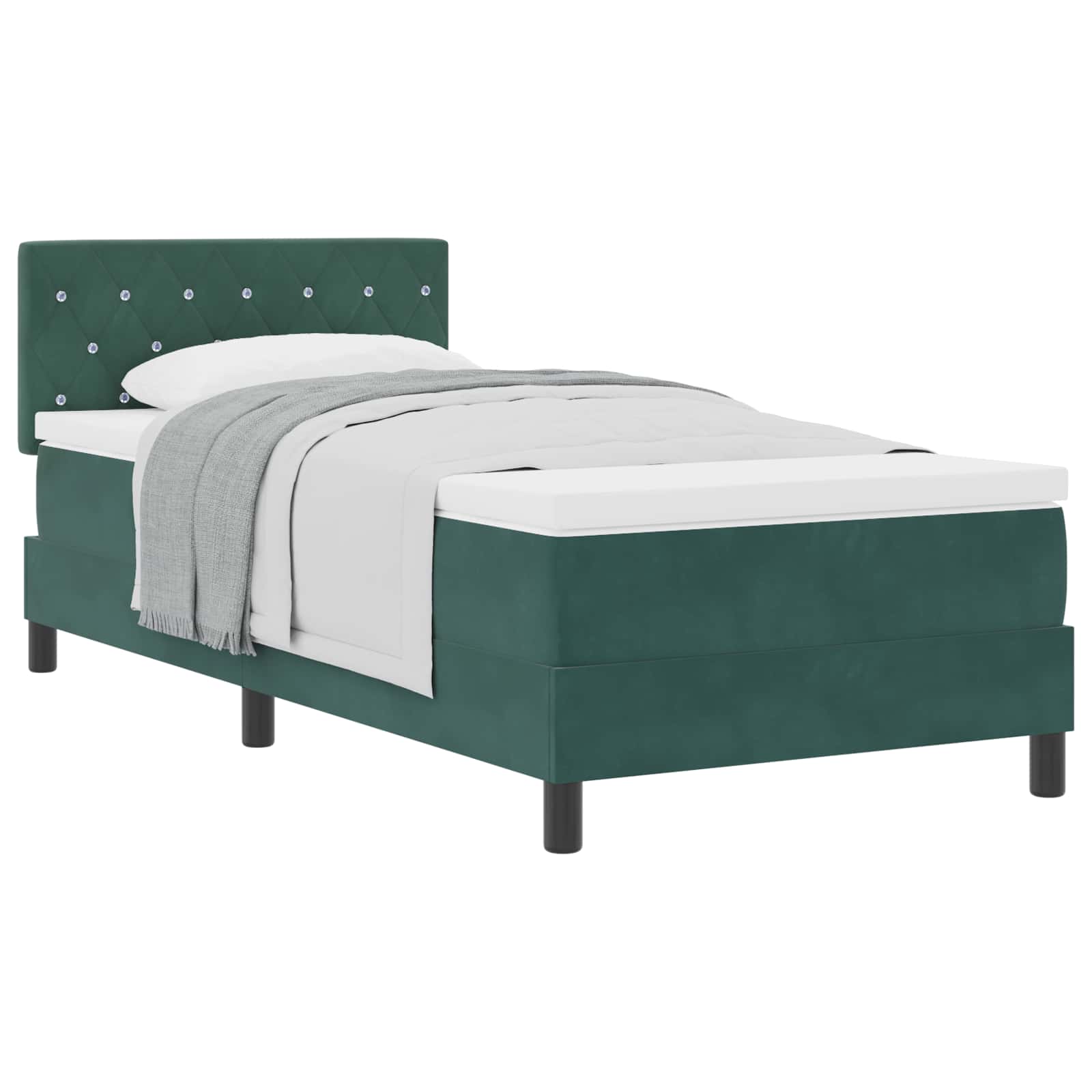 Postel S Boxspringem S Matrací Tmavě Zelená 90 X 190 Cm Samet