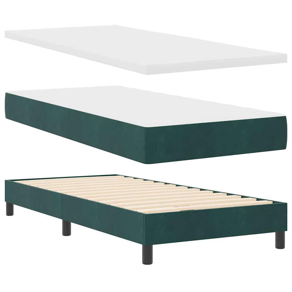 Postel S Boxspringem S Matrací Tmavě Zelená 90 X 190 Cm Samet