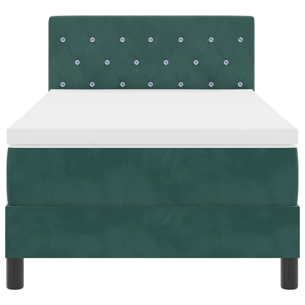 Postel S Boxspringem S Matrací Tmavě Zelená 90 X 190 Cm Samet