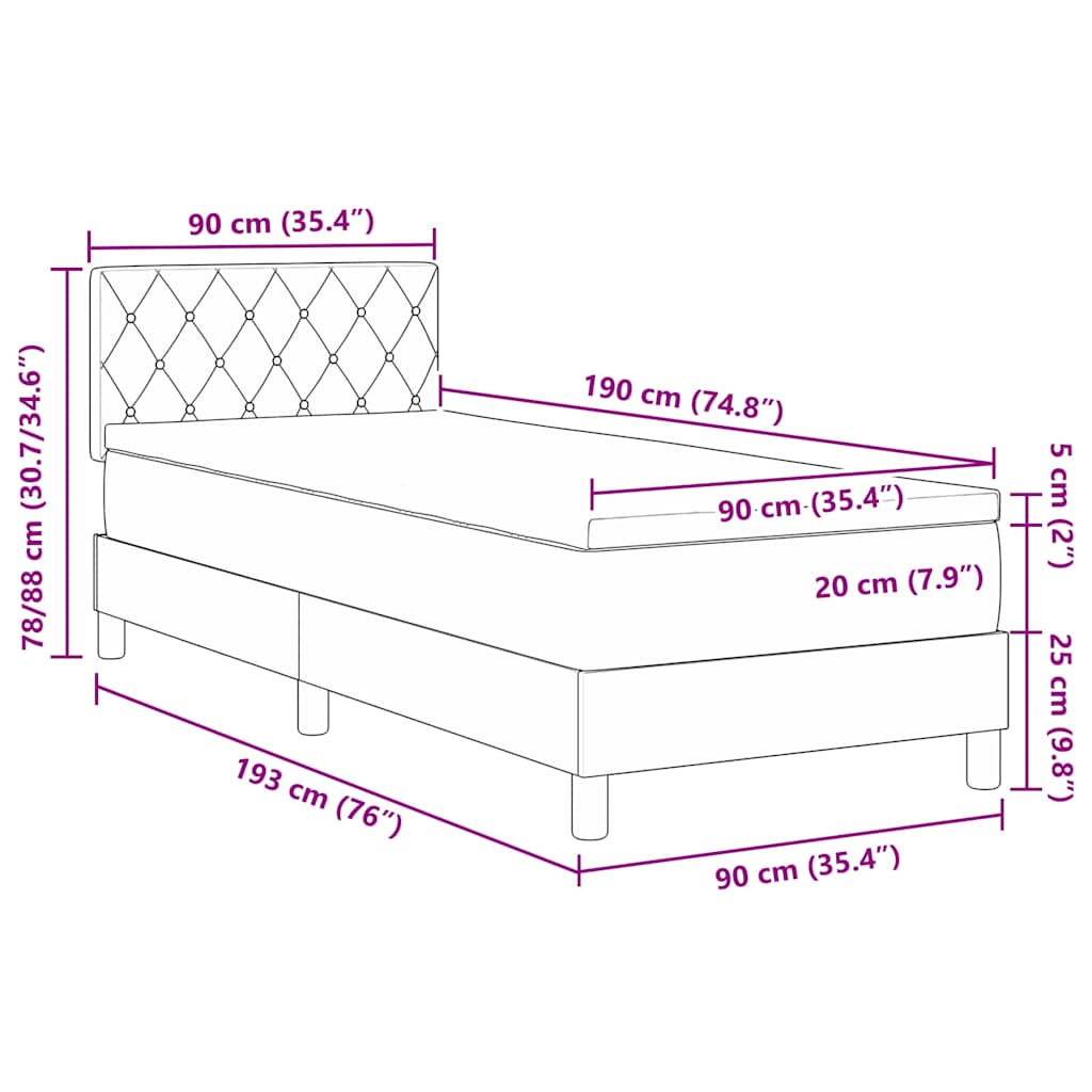 Postel S Boxspringem S Matrací Tmavě Zelená 90 X 190 Cm Samet