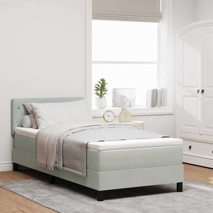 Postel S Boxspringem S Matrací Světle Šedá 90 X 200 Cm Samet