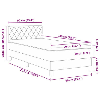 Postel S Boxspringem S Matrací Tmavě Modrá 90 X 200 Cm Samet