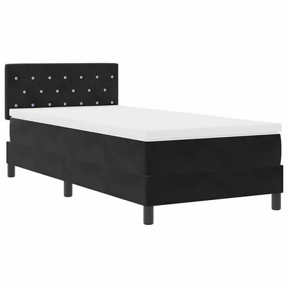 Postel S Boxspringem S Matrací S Čelo Černá 100 X 200 Cm Samet