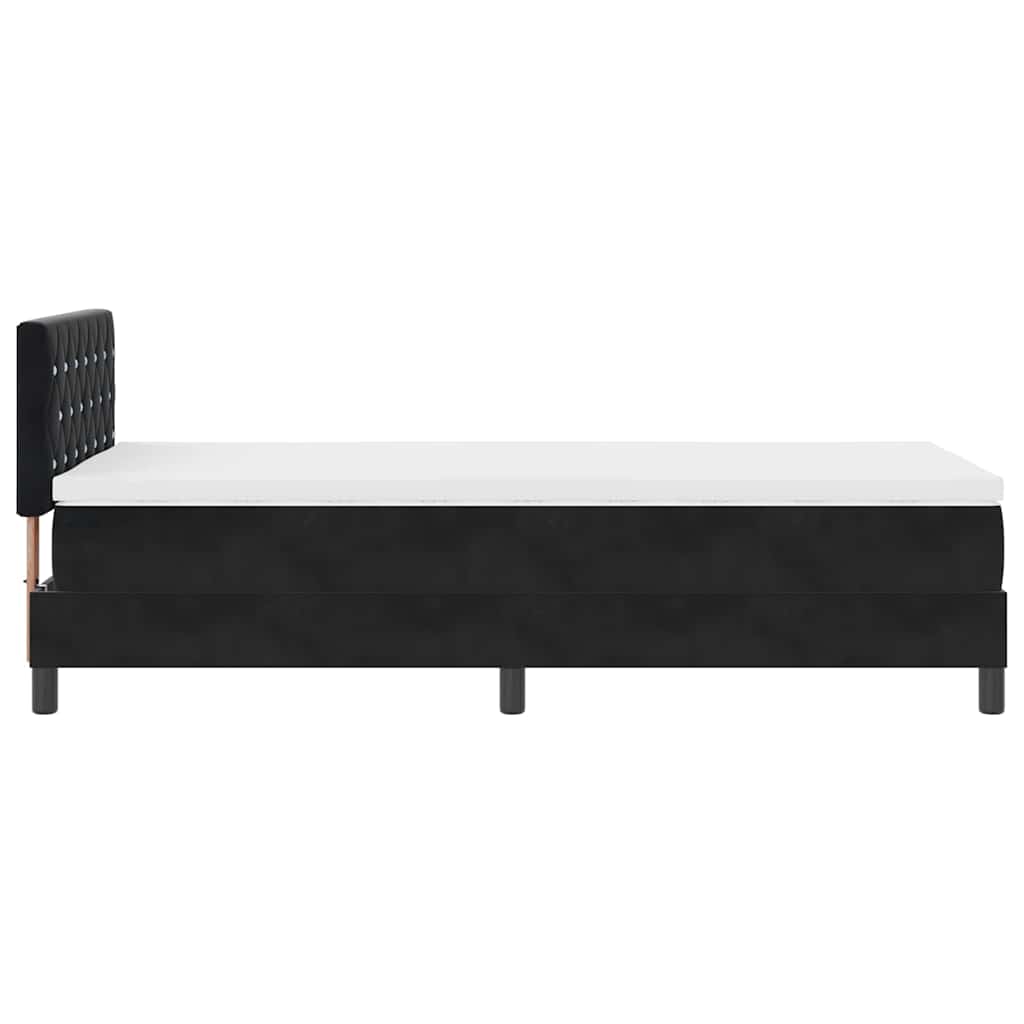 Postel S Boxspringem S Matrací S Čelo Černá 100 X 200 Cm Samet