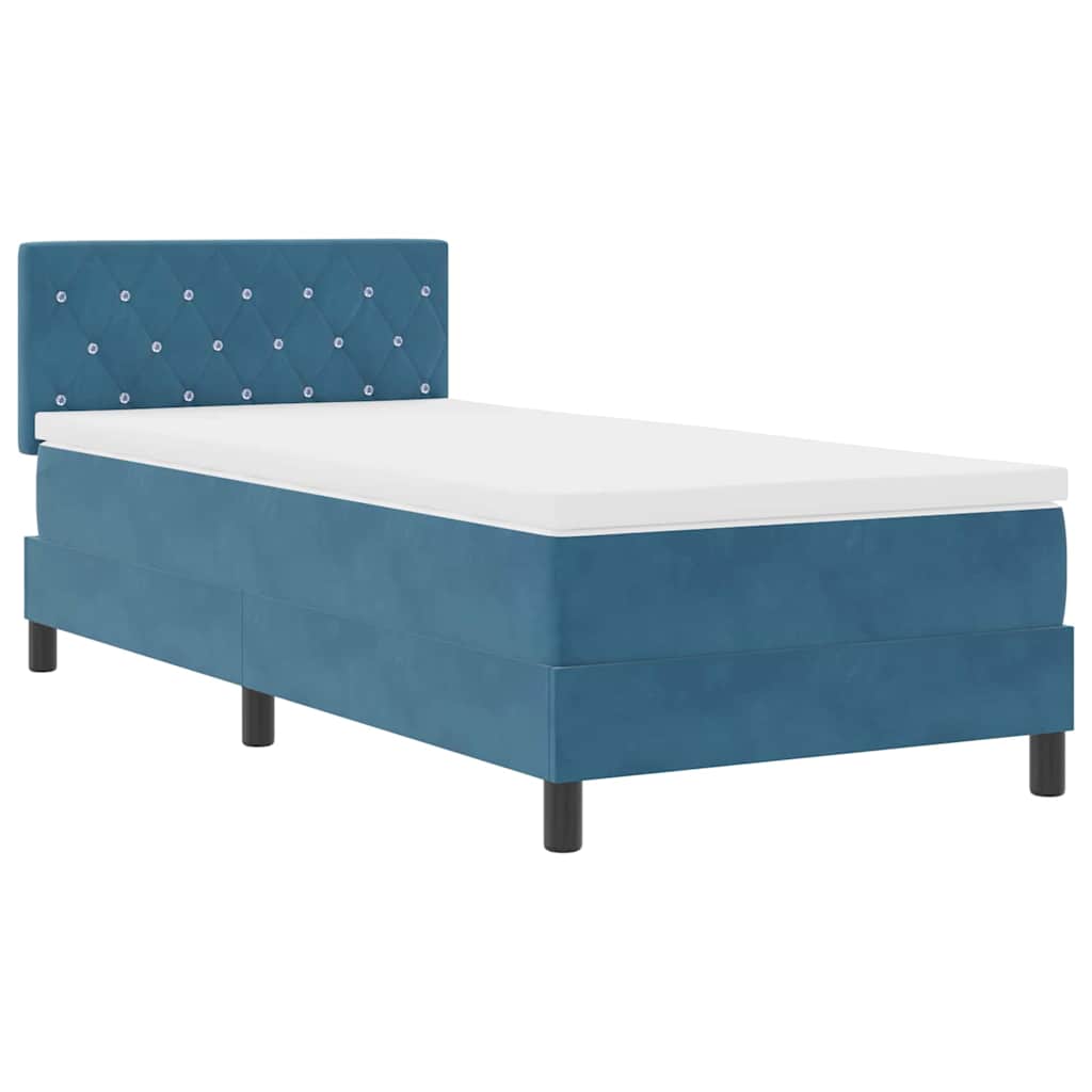 Postel S Boxspringem S Matrací Tmavě Modrá 100 X 200 Cm Samet