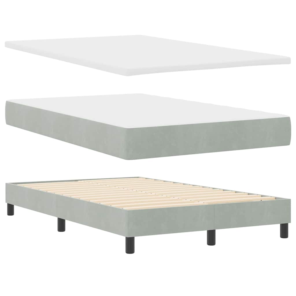Postel S Boxspringem S Matrací Světle Šedá 120 X 190 Cm Samet