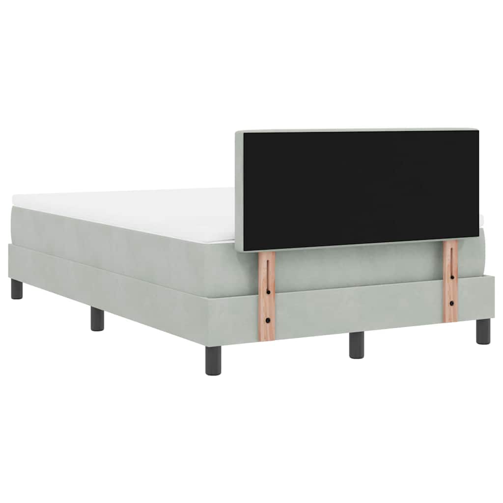 Postel S Boxspringem S Matrací Světle Šedá 120 X 190 Cm Samet