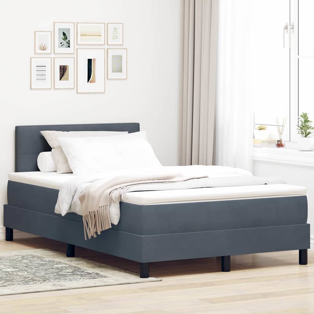 Postel S Boxspringem S Matrací Tmavě Šedá 120 X 190 Cm Samet