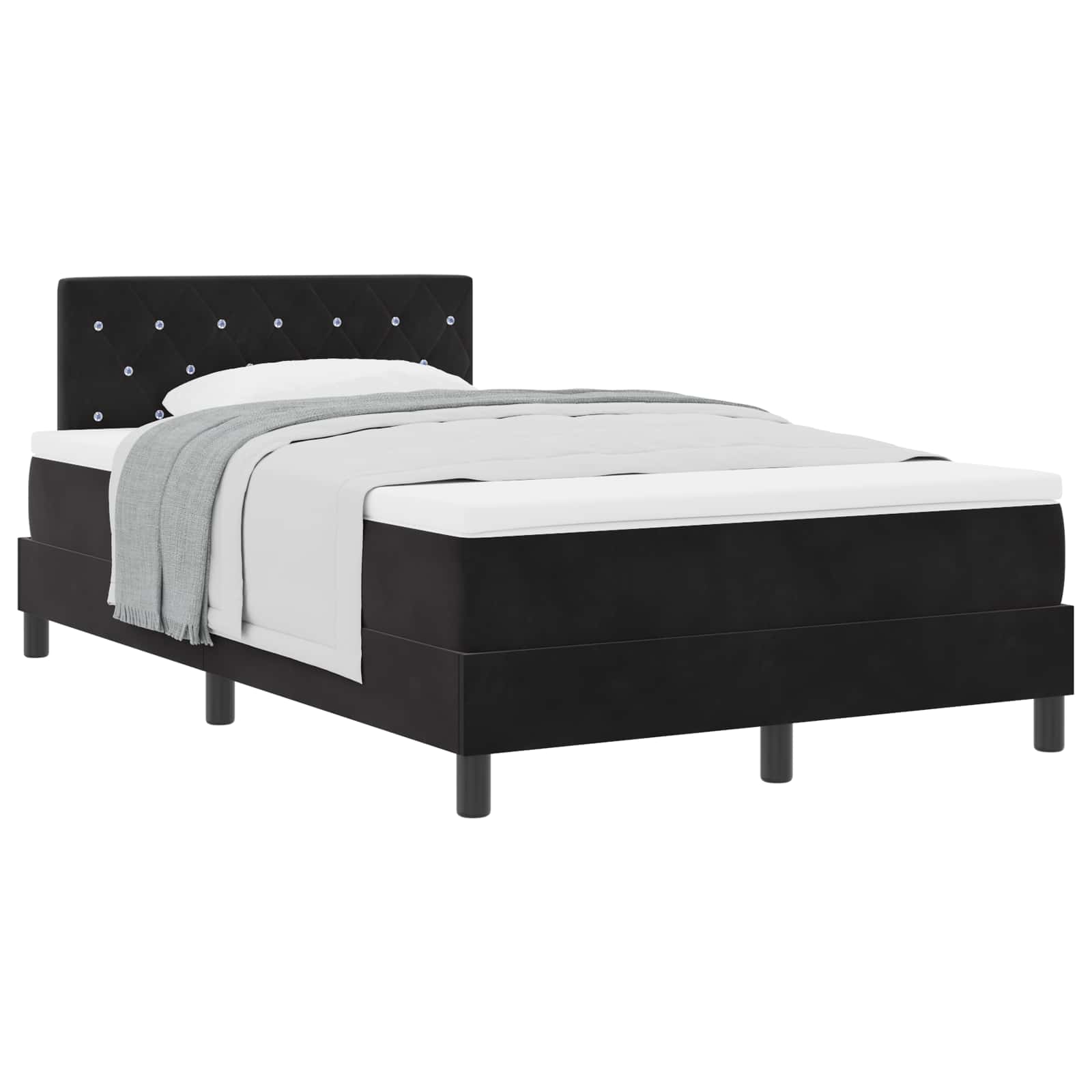 Postel S Boxspringem S Matrací S Čelo Černá 120 X 190 Cm Samet