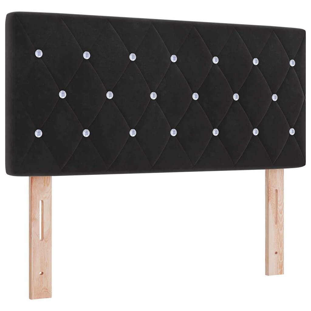 Postel S Boxspringem S Matrací S Čelo Černá 120 X 190 Cm Samet