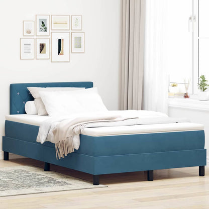 Postel S Boxspringem S Matrací Tmavě Modrá 120 X 190 Cm Samet