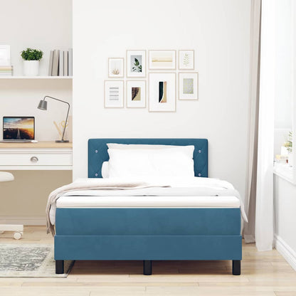 Postel S Boxspringem S Matrací Tmavě Modrá 120 X 190 Cm Samet