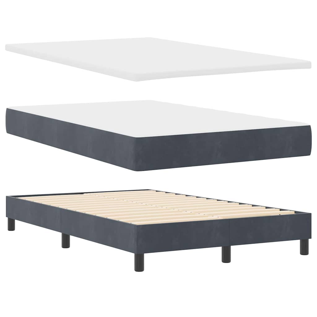 Postel S Boxspringem S Matrací Tmavě Šedá 120 X 200 Cm Samet
