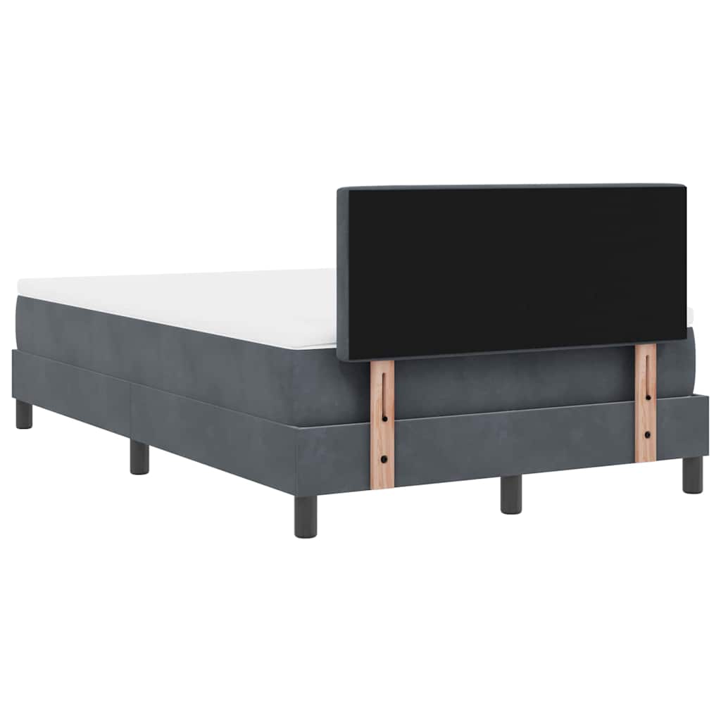 Postel S Boxspringem S Matrací Tmavě Šedá 120 X 200 Cm Samet