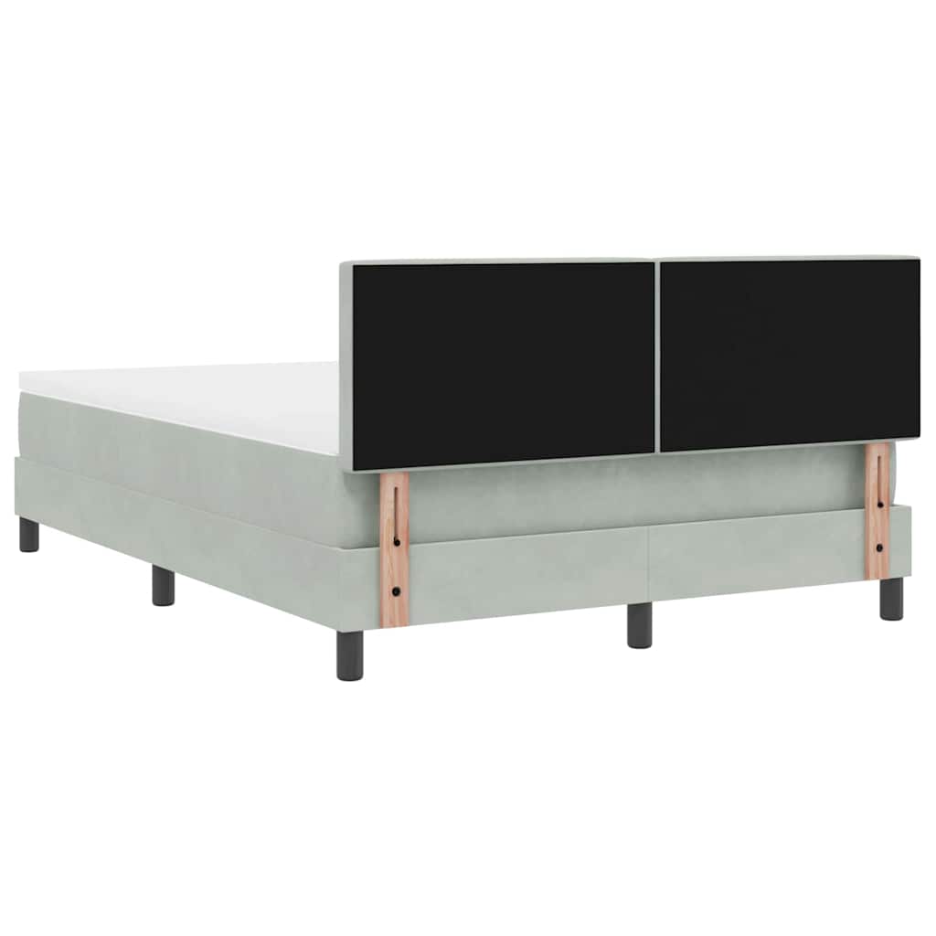Postel S Boxspringem S Matrací Světle Šedá 140 X 190 Cm Samet