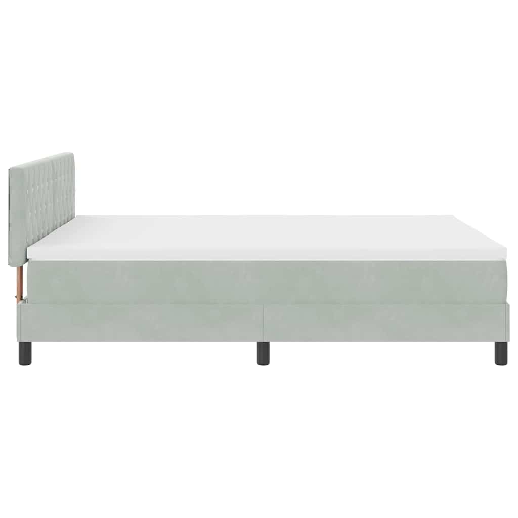 Postel S Boxspringem S Matrací Světle Šedá 140 X 190 Cm Samet