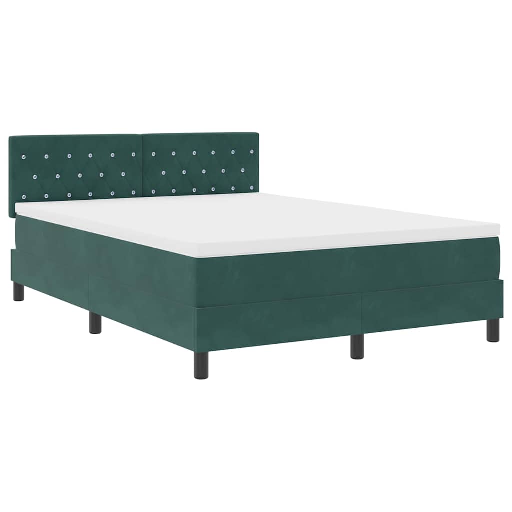 Postel S Boxspringem S Matrací Tmavě Zelená 140 X 190 Cm Samet