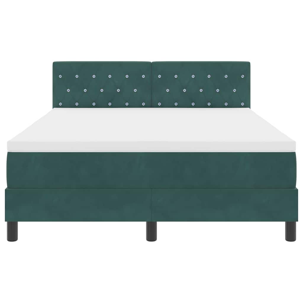 Postel S Boxspringem S Matrací Tmavě Zelená 140 X 190 Cm Samet