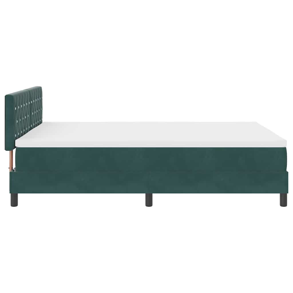 Postel S Boxspringem S Matrací Tmavě Zelená 140 X 190 Cm Samet