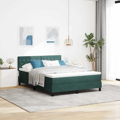 Postel S Boxspringem S Matrací Tmavě Zelená 140 X 200 Cm Samet