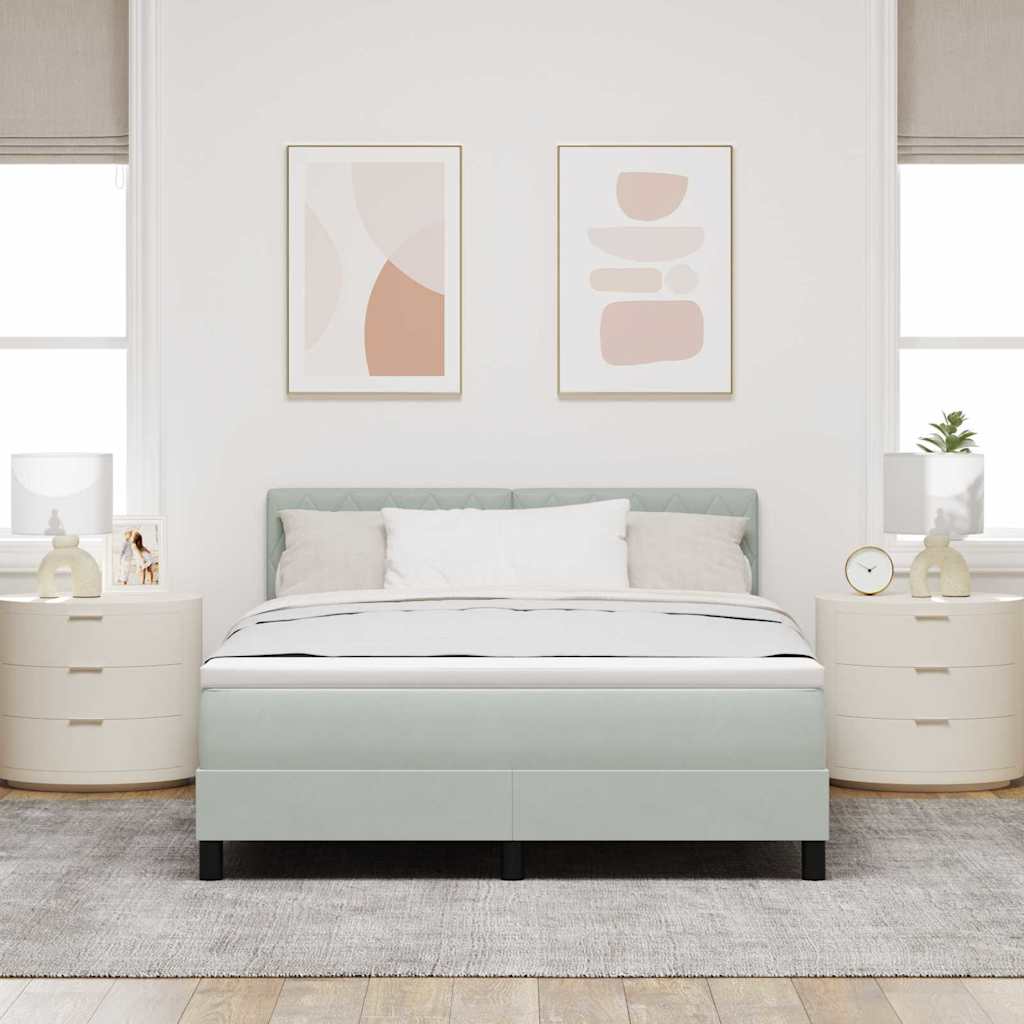 Postel S Boxspringem S Matrací Světle Šedá 160 X 200 Cm Samet