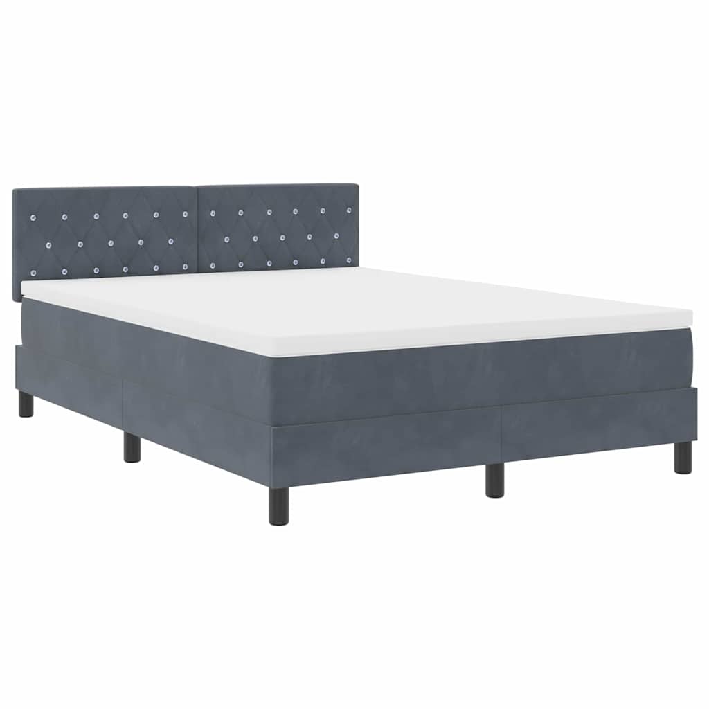 Postel S Boxspringem S Matrací Tmavě Šedá 160 X 200 Cm Samet