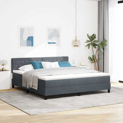 Postel S Boxspringem S Matrací Tmavě Šedá 180 X 200 Cm Samet