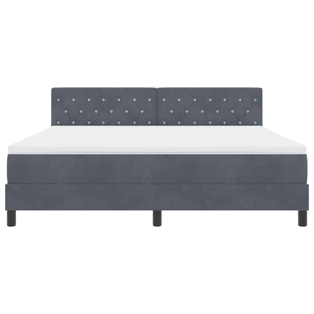 Postel S Boxspringem S Matrací Tmavě Šedá 180 X 200 Cm Samet
